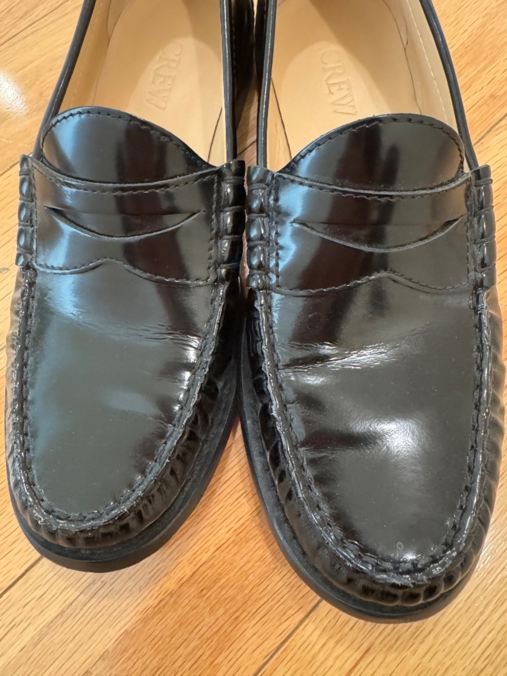 J. Crew Winona Penny Loafers Black Italian Leather Size 8 - Picture 4 of 5